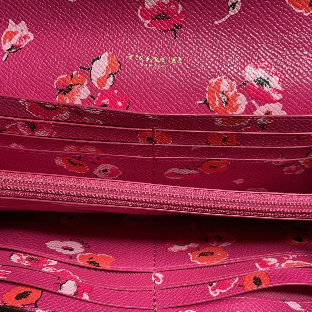 Coach Dahlia Wildflower Pop Slim Envelope Crossgrain Leather Wallet - EUC - Picture 5 of 6